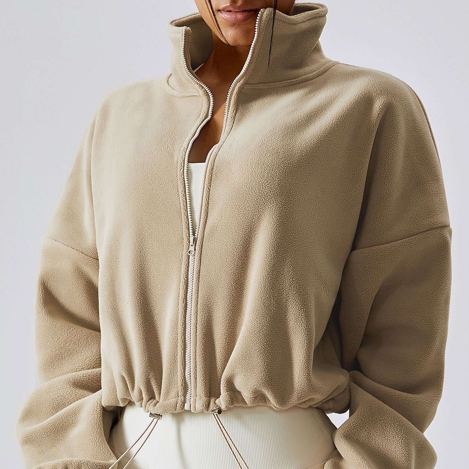 Women's Loose Stand Collar Cashmere Sports Coat