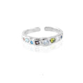 Sterling Silver Fine Ring with Rainbow Zircon