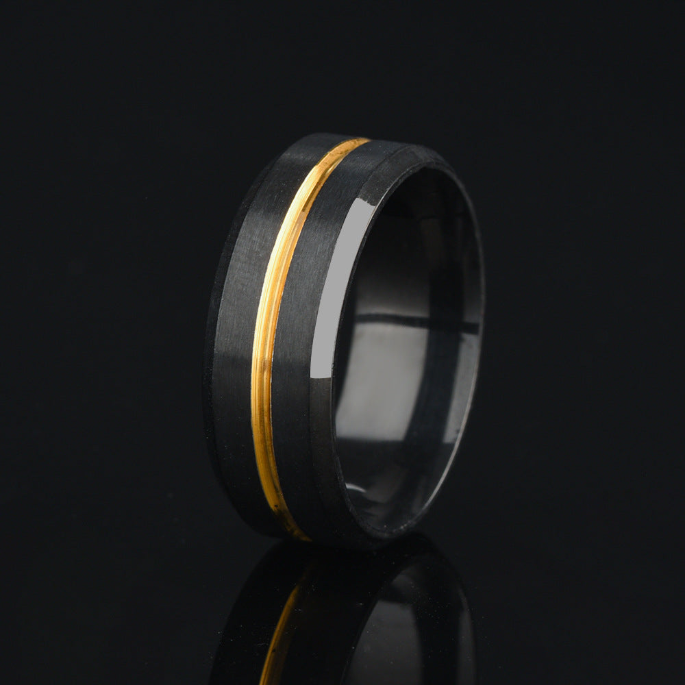 Classic Two-tone Brushed Stainless Steel Fashion Ring