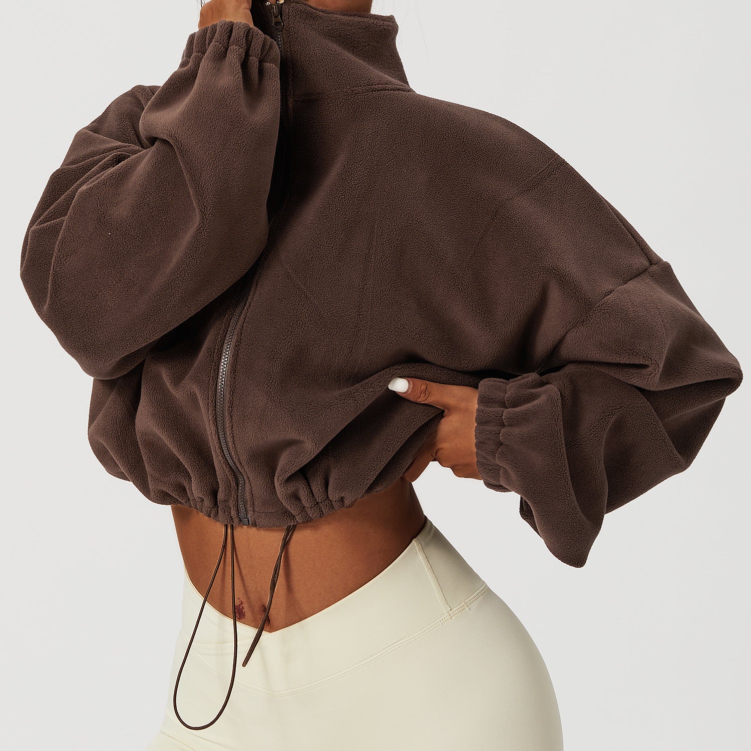 Women's Loose Stand Collar Cashmere Sports Coat