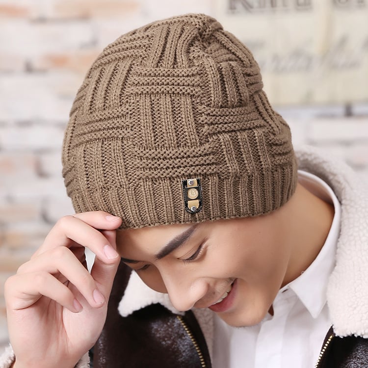 Padded Jacquard Knitted Hat for Men