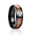 Titanium Steel Ring with Acacia and Ebony Teak