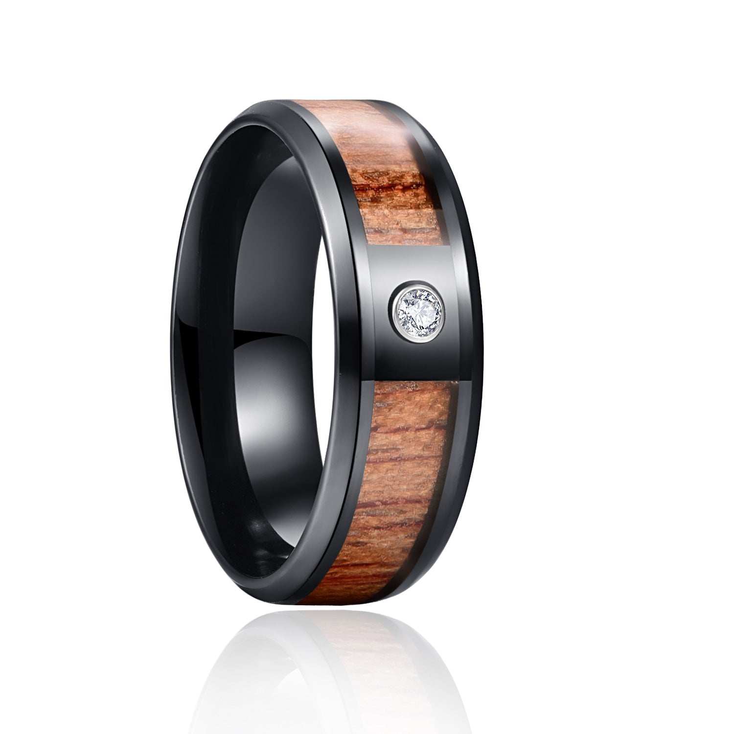 Titanium Steel Ring with Acacia and Ebony Teak